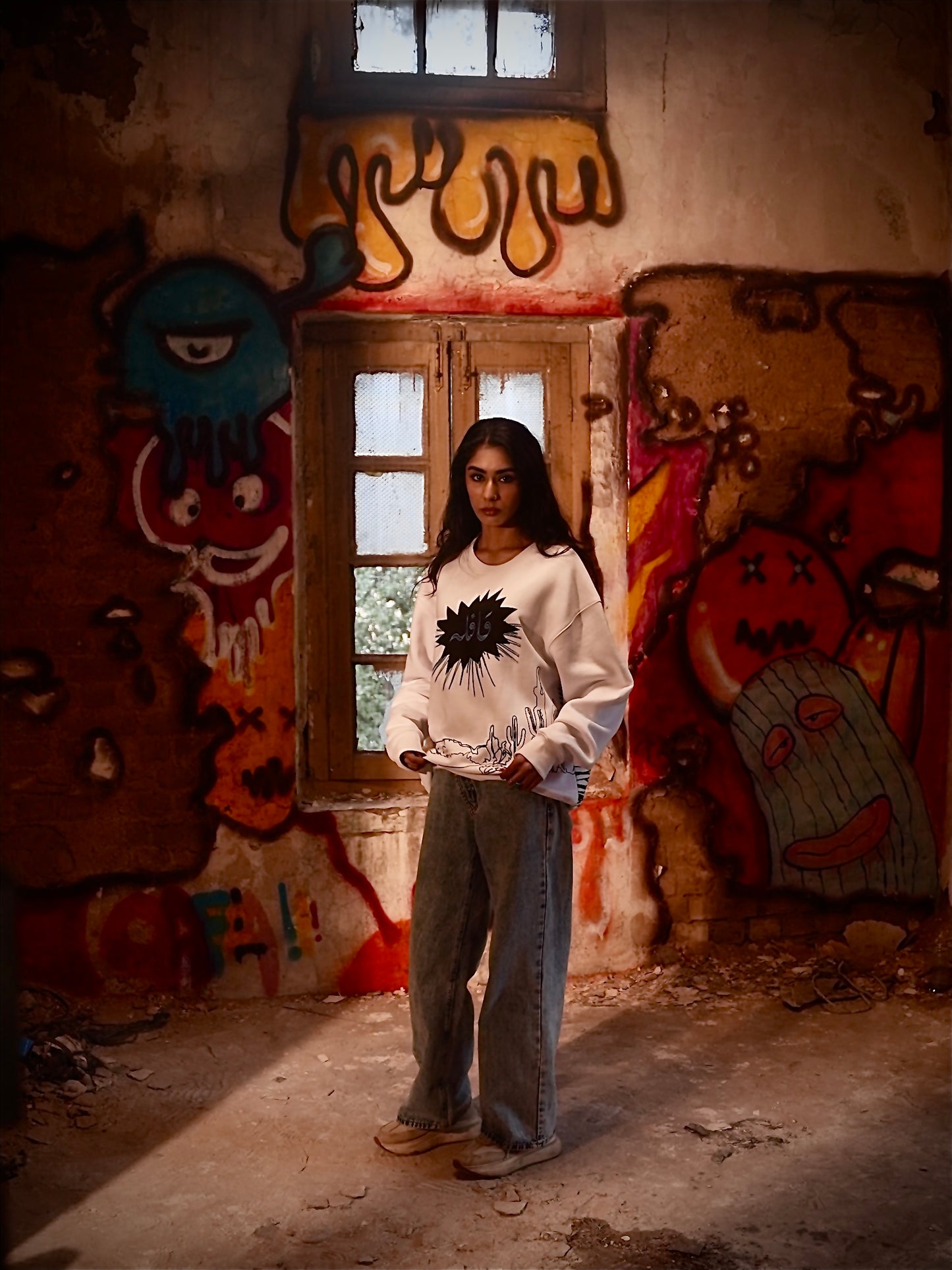 Khuwahish white sweatshirt - Qafilastudio