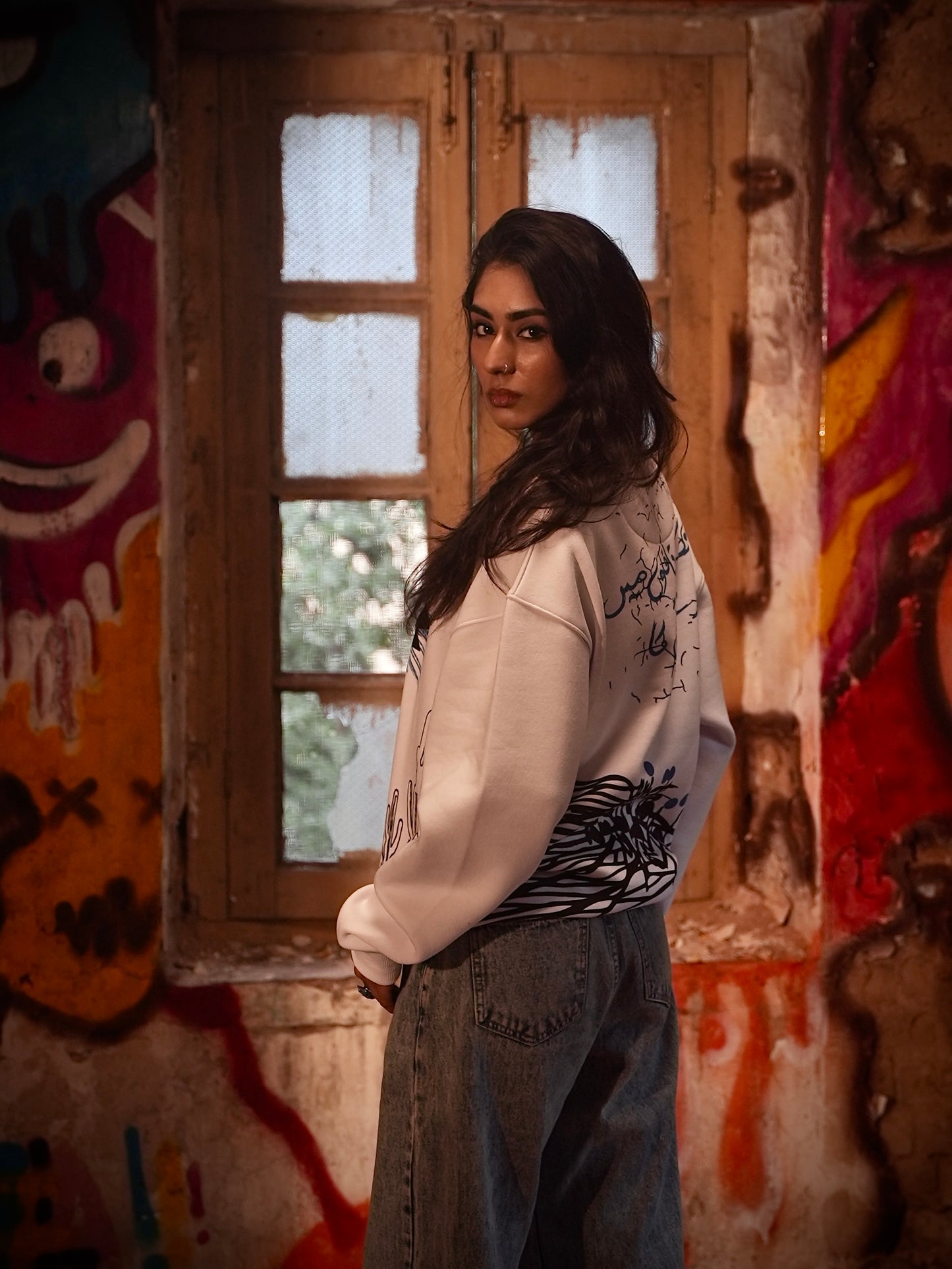 Khuwahish white sweatshirt - Qafilastudio
