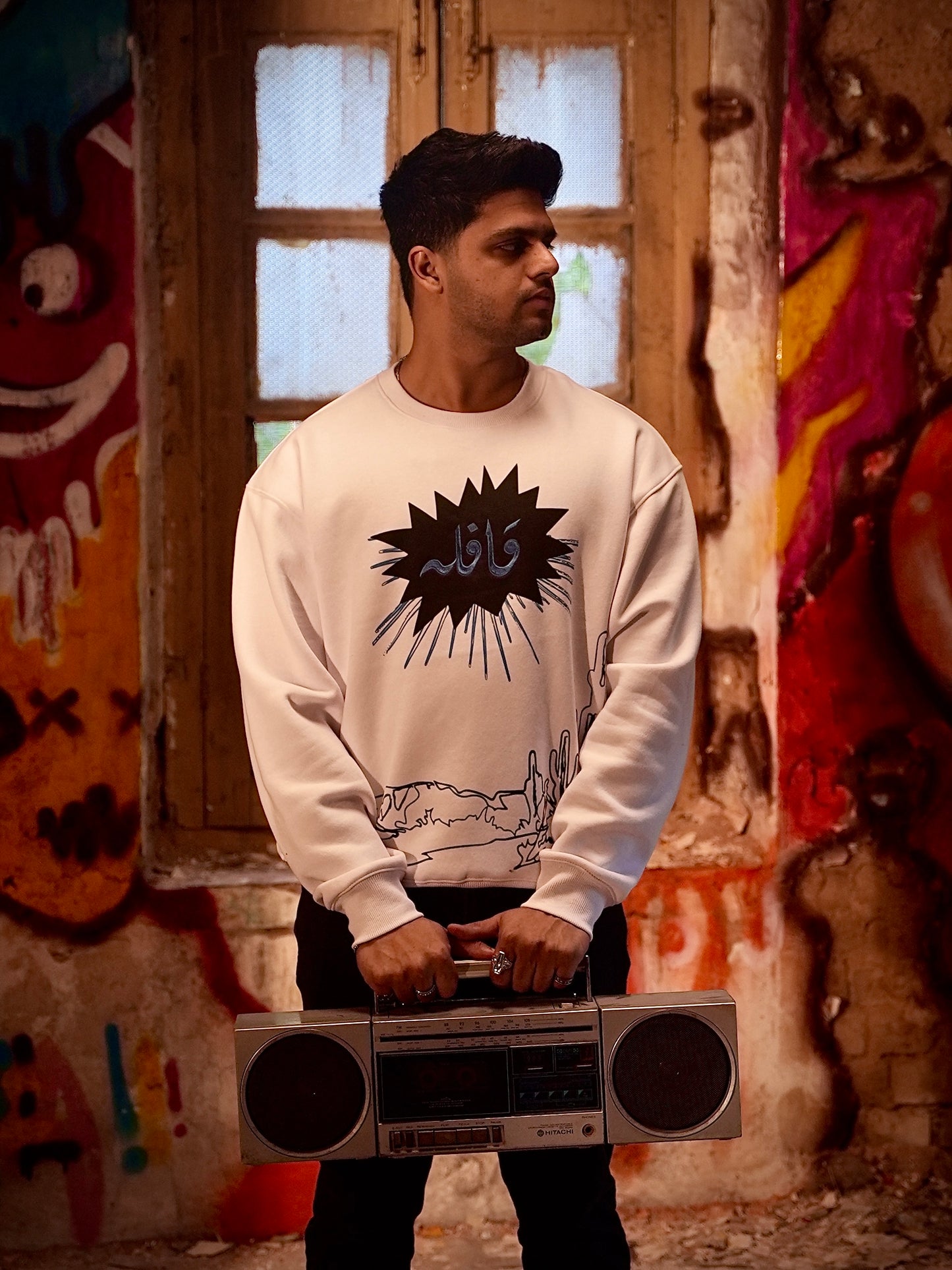 Khuwahish white sweatshirt - Qafilastudio