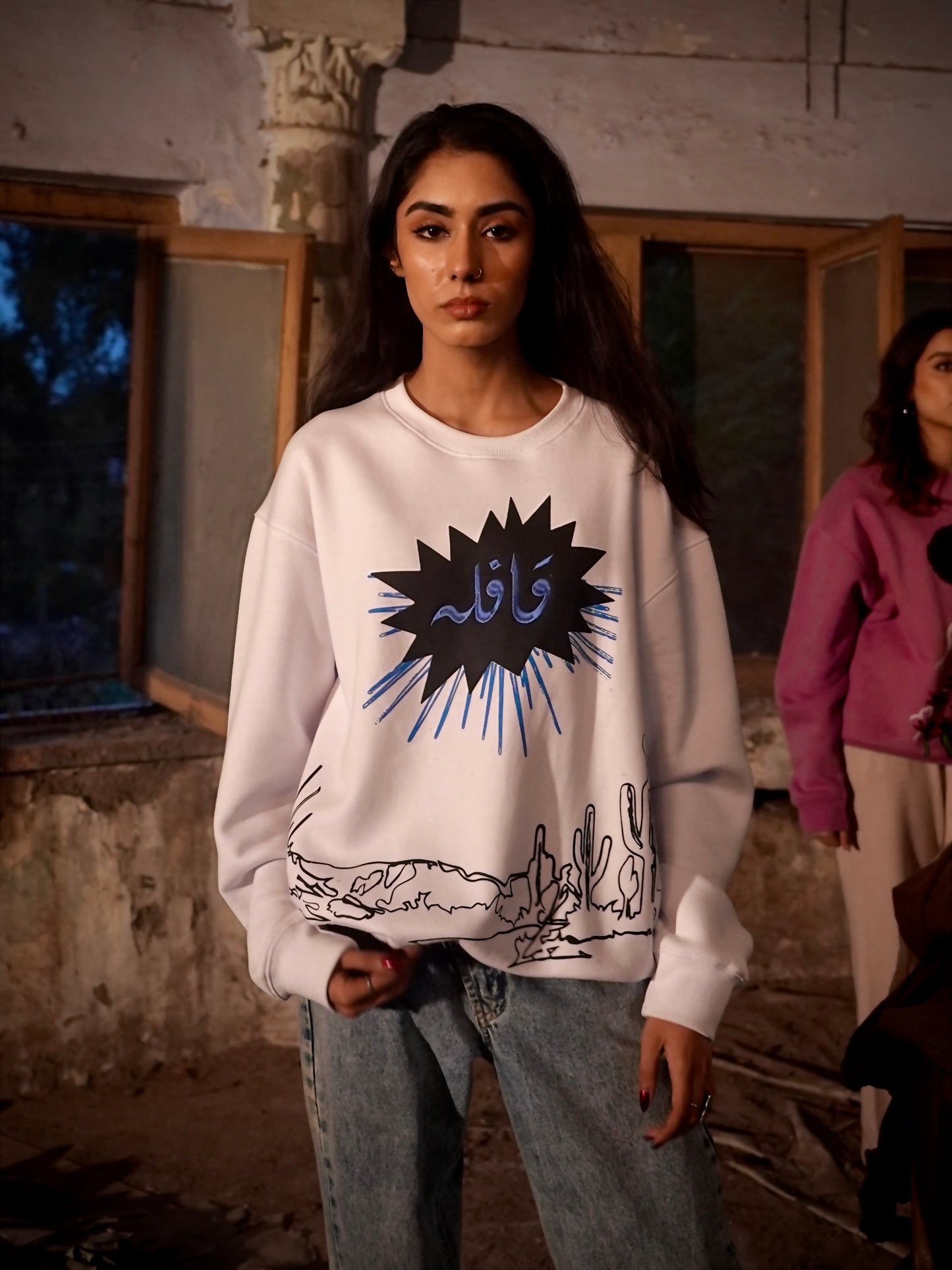 Khuwahish white sweatshirt - Qafilastudio