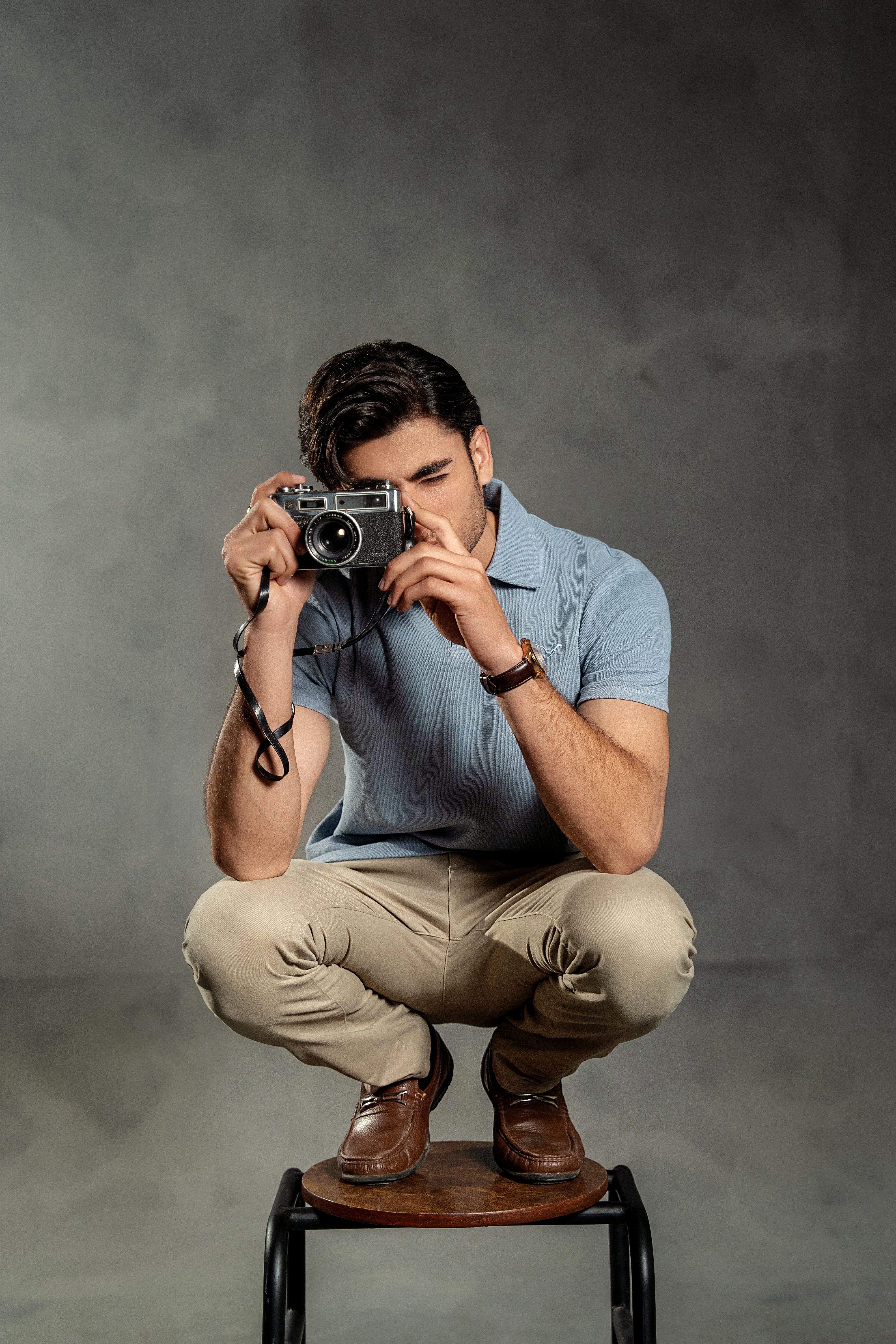 KHAKI WAFFLE KNIT POLO