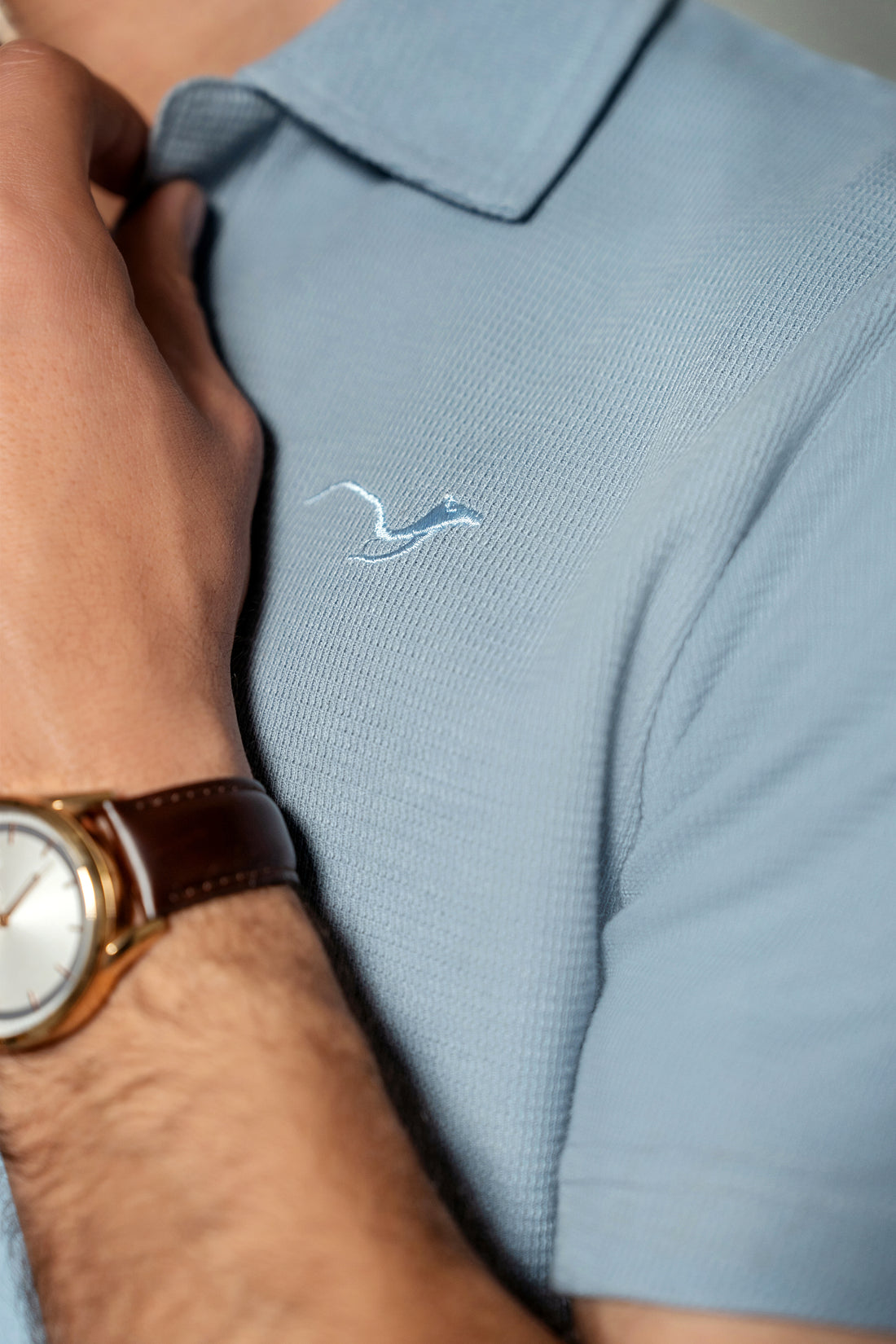 SKY WAFFLE KNIT POLO