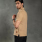 KHAKI WAFFLE KNIT POLO