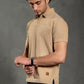 KHAKI WAFFLE KNIT POLO