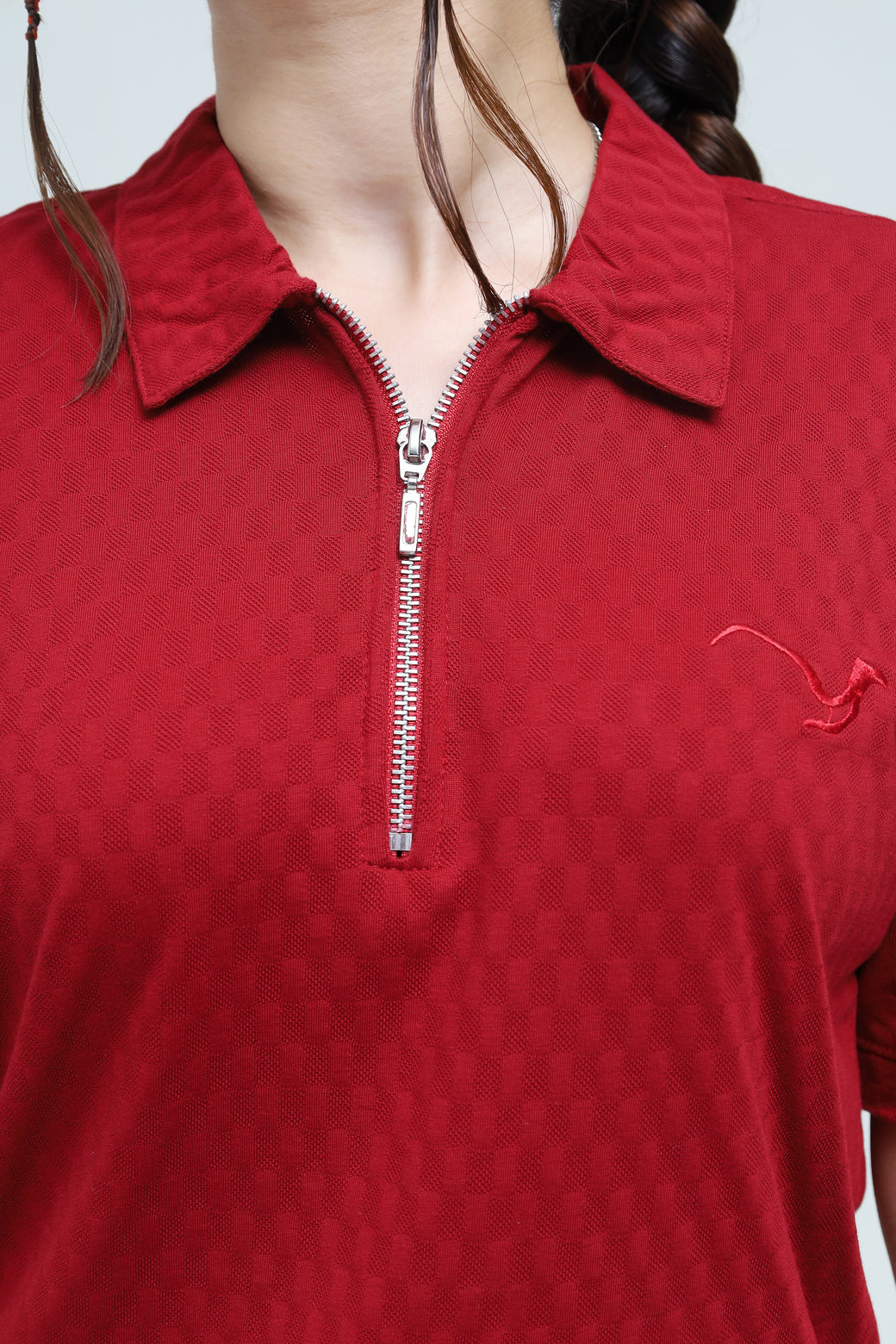 Maroon Zipper Polo