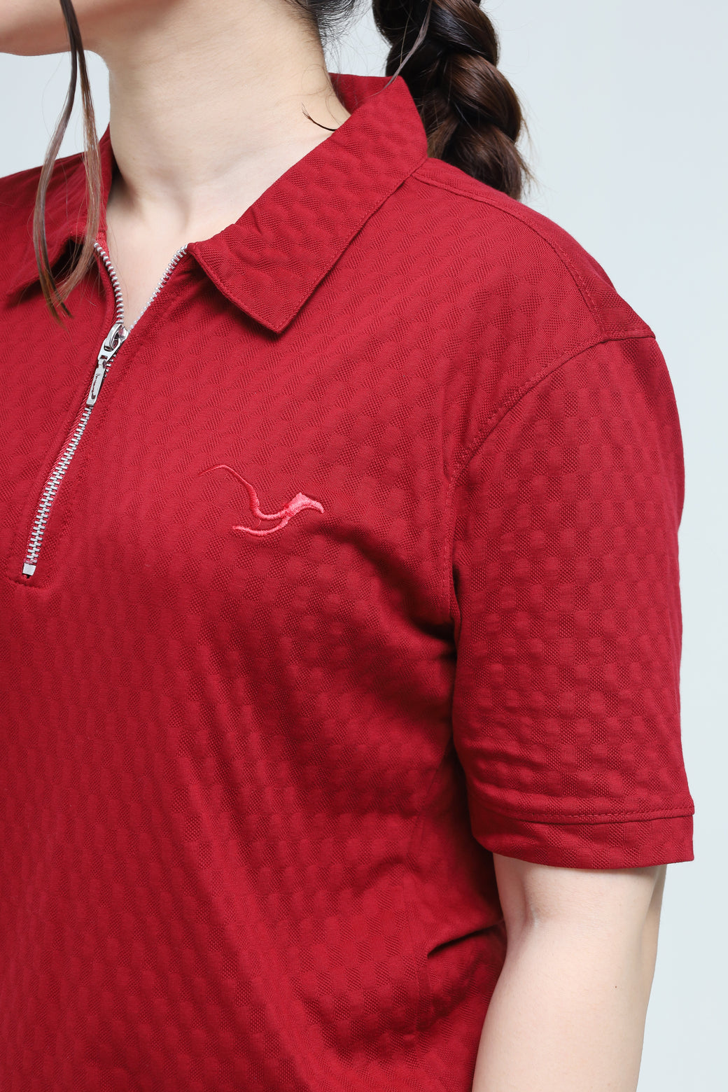 Maroon Zipper Polo