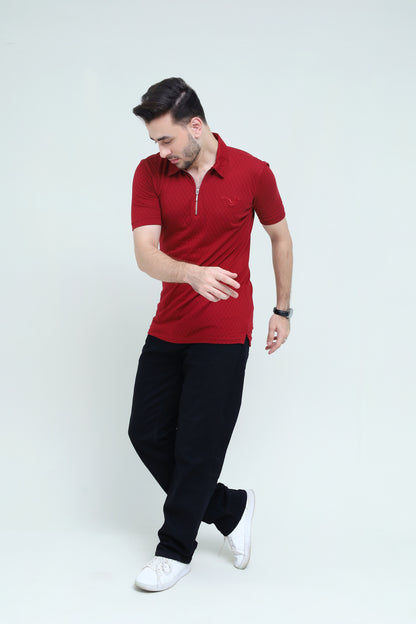 Maroon Zipper Polo