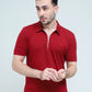 Maroon Zipper Polo