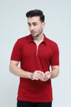 Maroon Zipper Polo - Qafilastudio