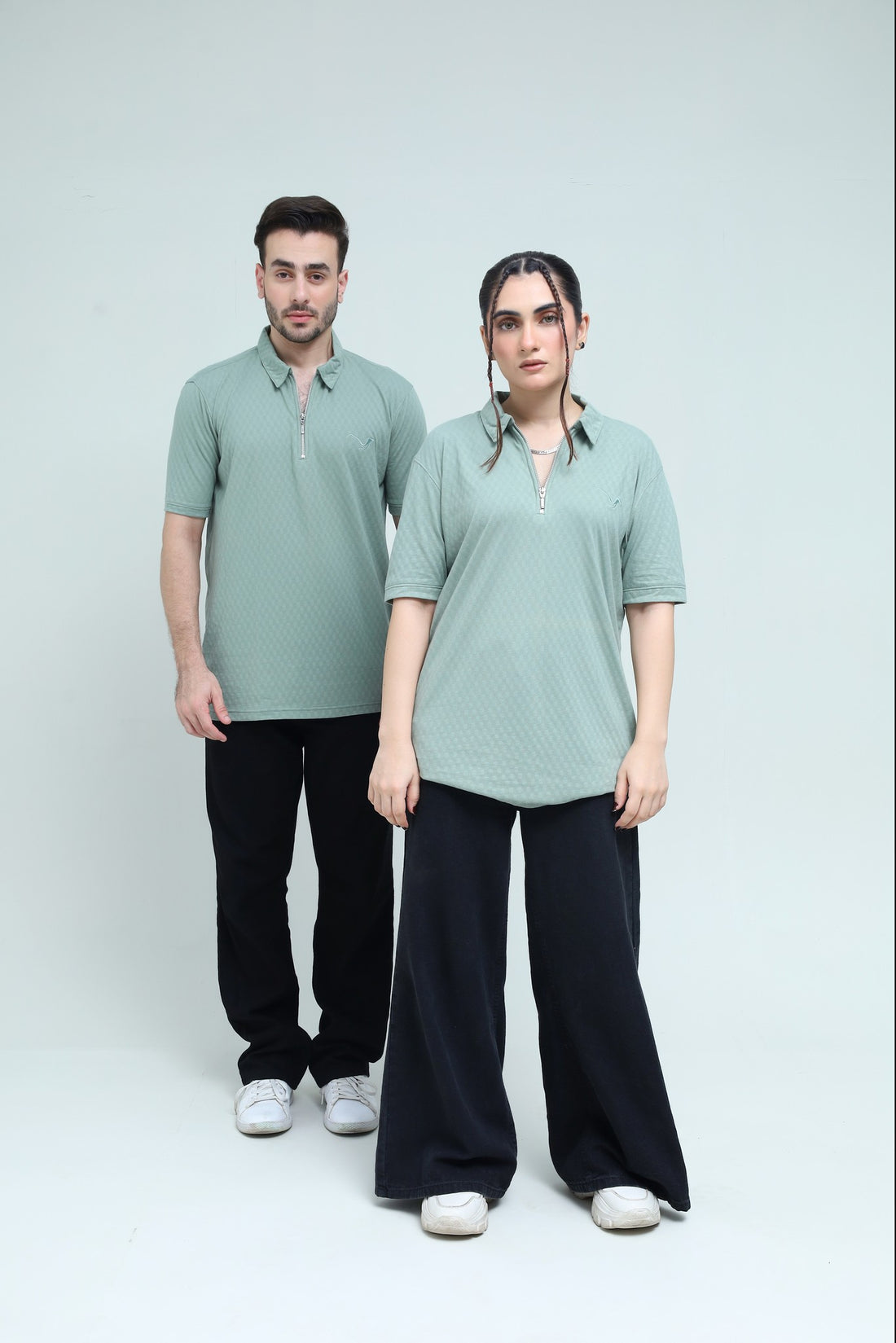 Light Green Zipper Polo