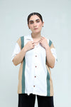 Tri-Color Cut & Sew Shirt - Qafilastudio