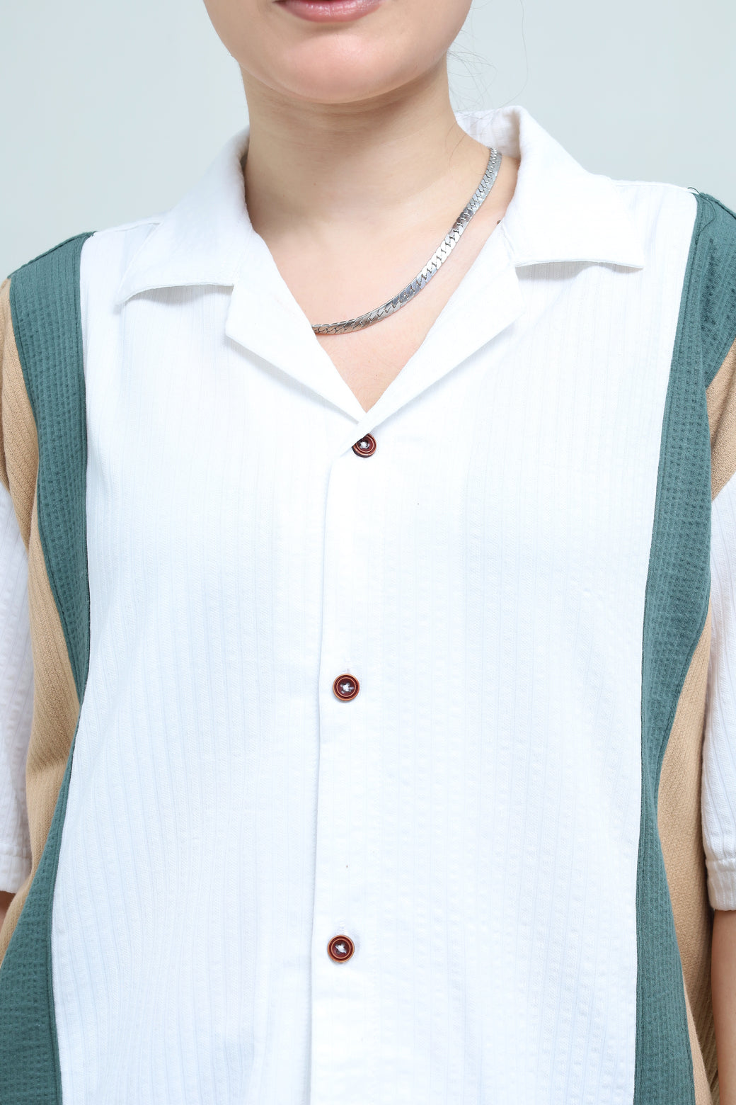 Tri-Color Cut & Sew Shirt - Qafilastudio