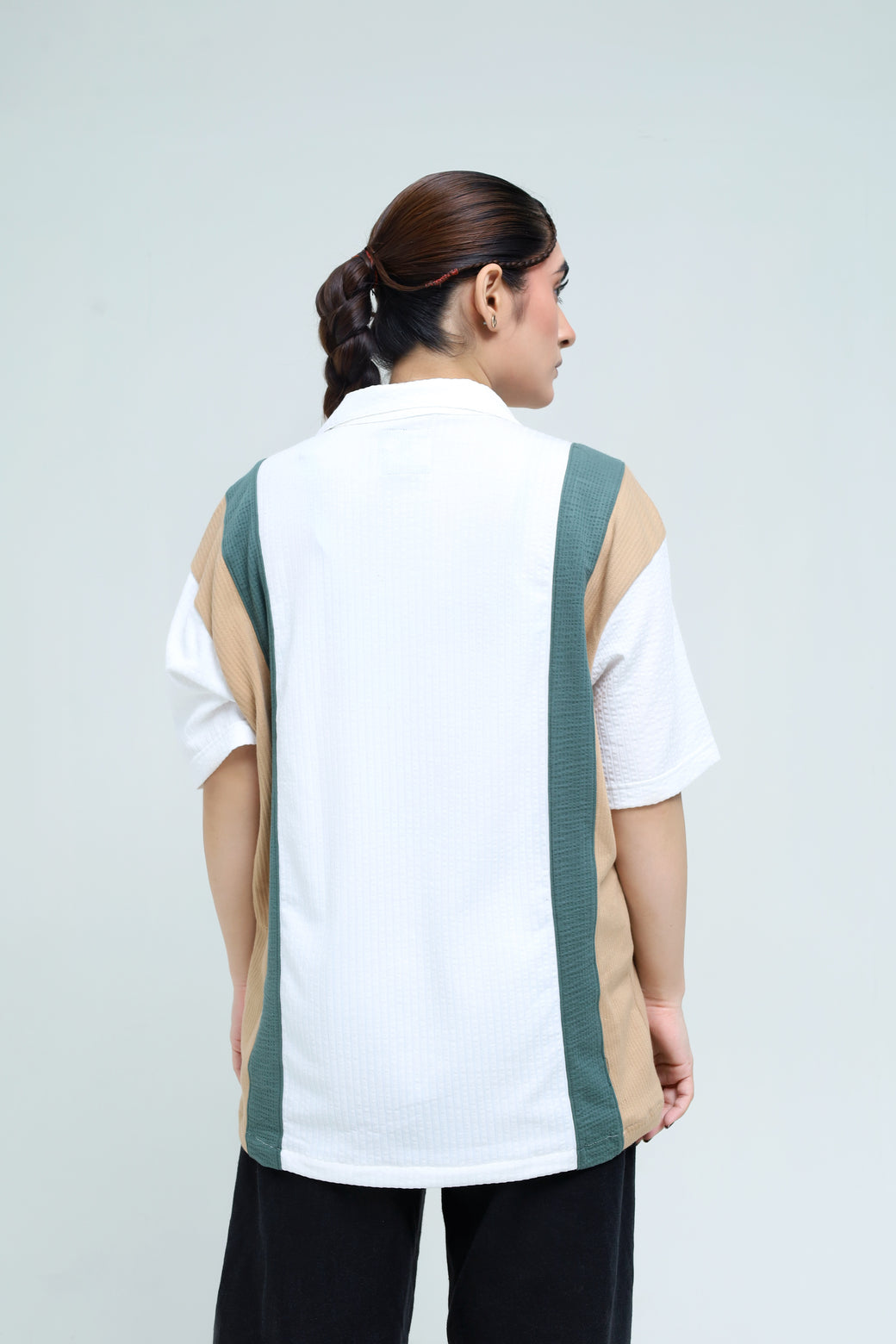 Tri-Color Cut & Sew Shirt - Qafilastudio