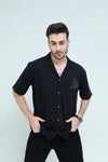 Striped Black Jacquard Shirt - Qafilastudio