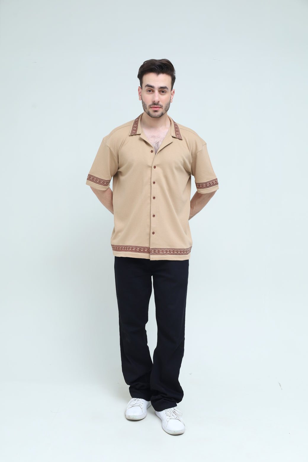 Striped Jacquard Button Down Shirt