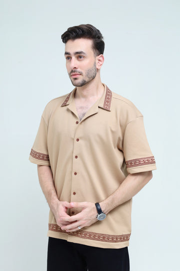 Striped Jacquard Button Down Shirt