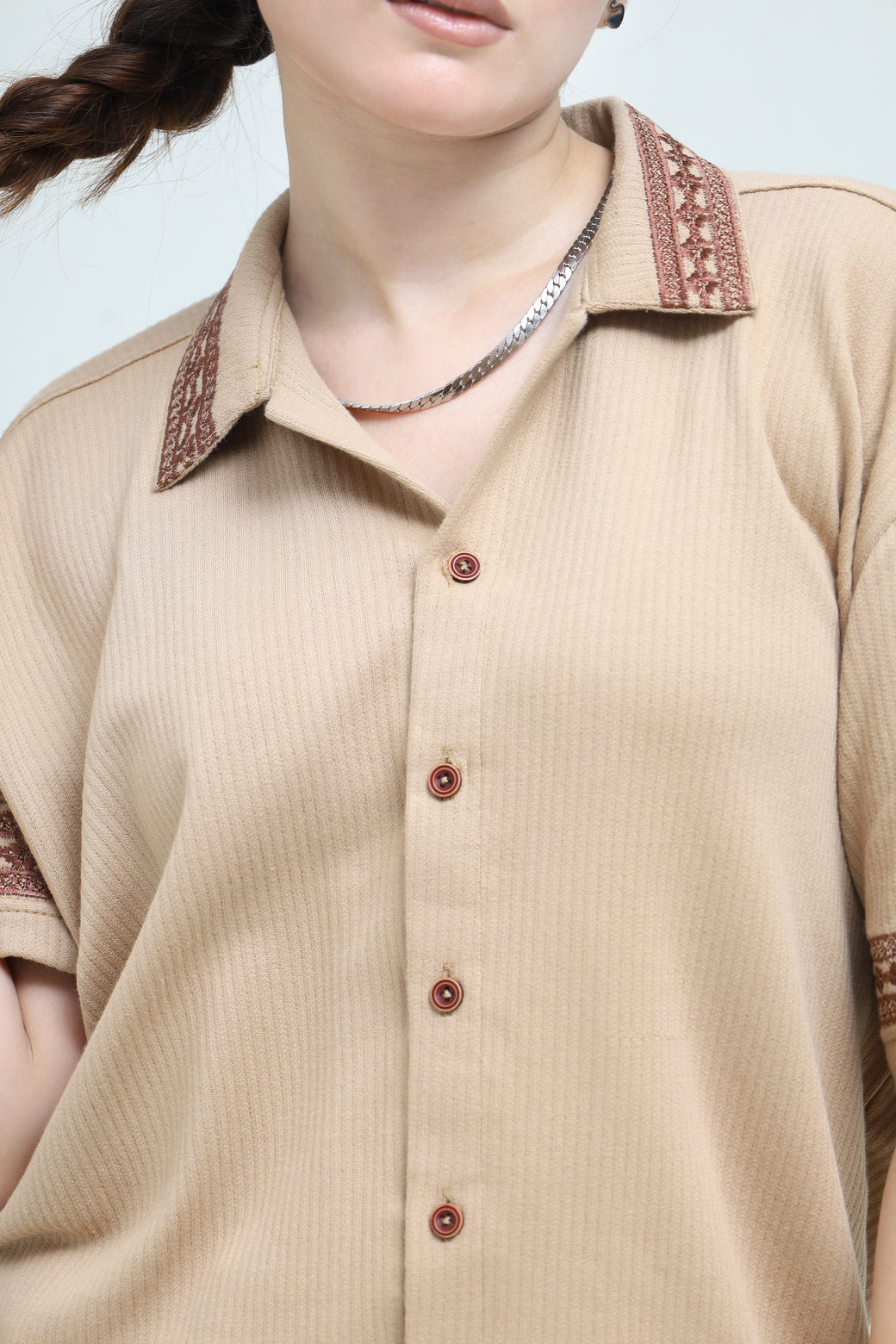 Striped Jacquard Button Down Shirt