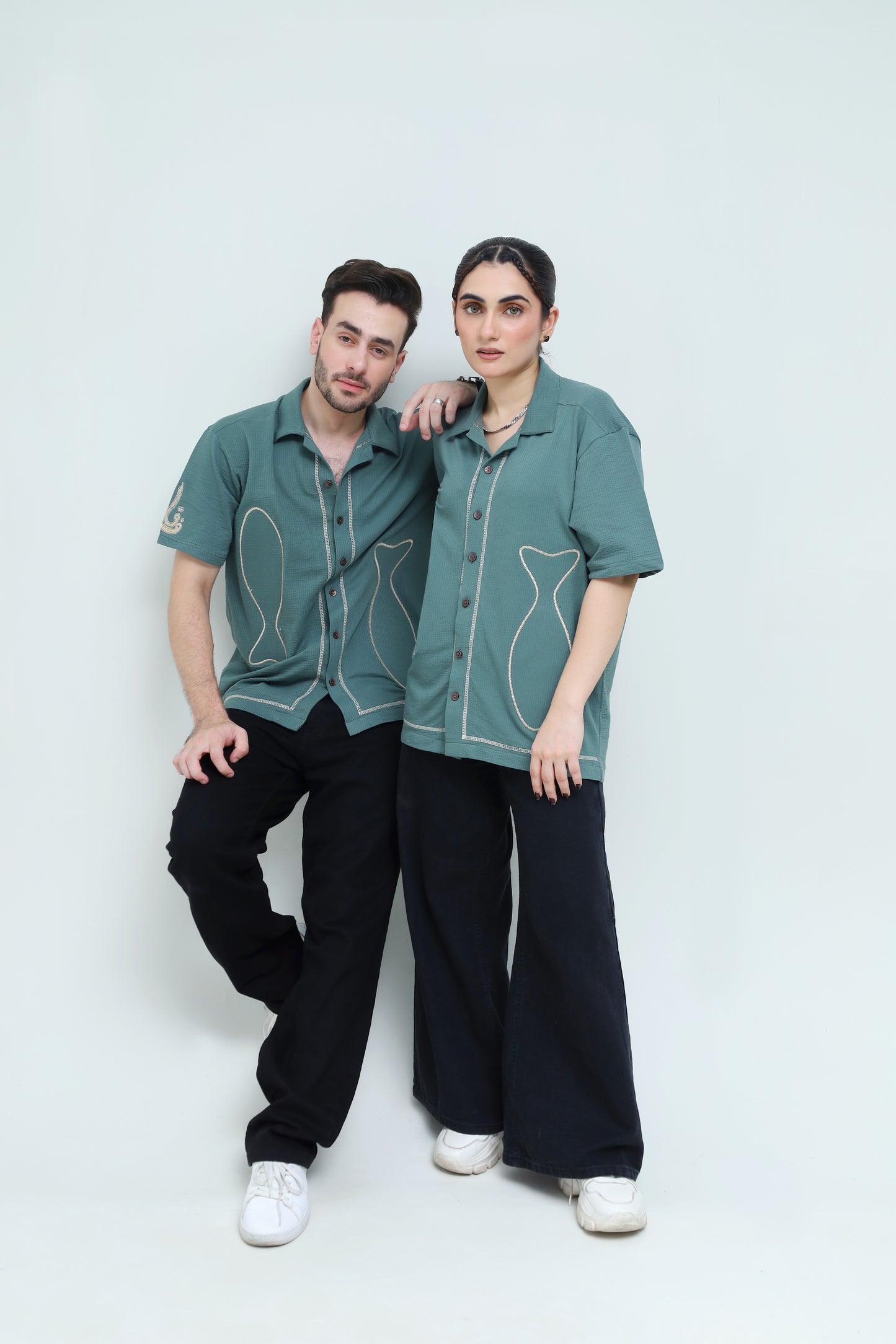 The Jacquard Fish Embroidered Shirt - Qafilastudio