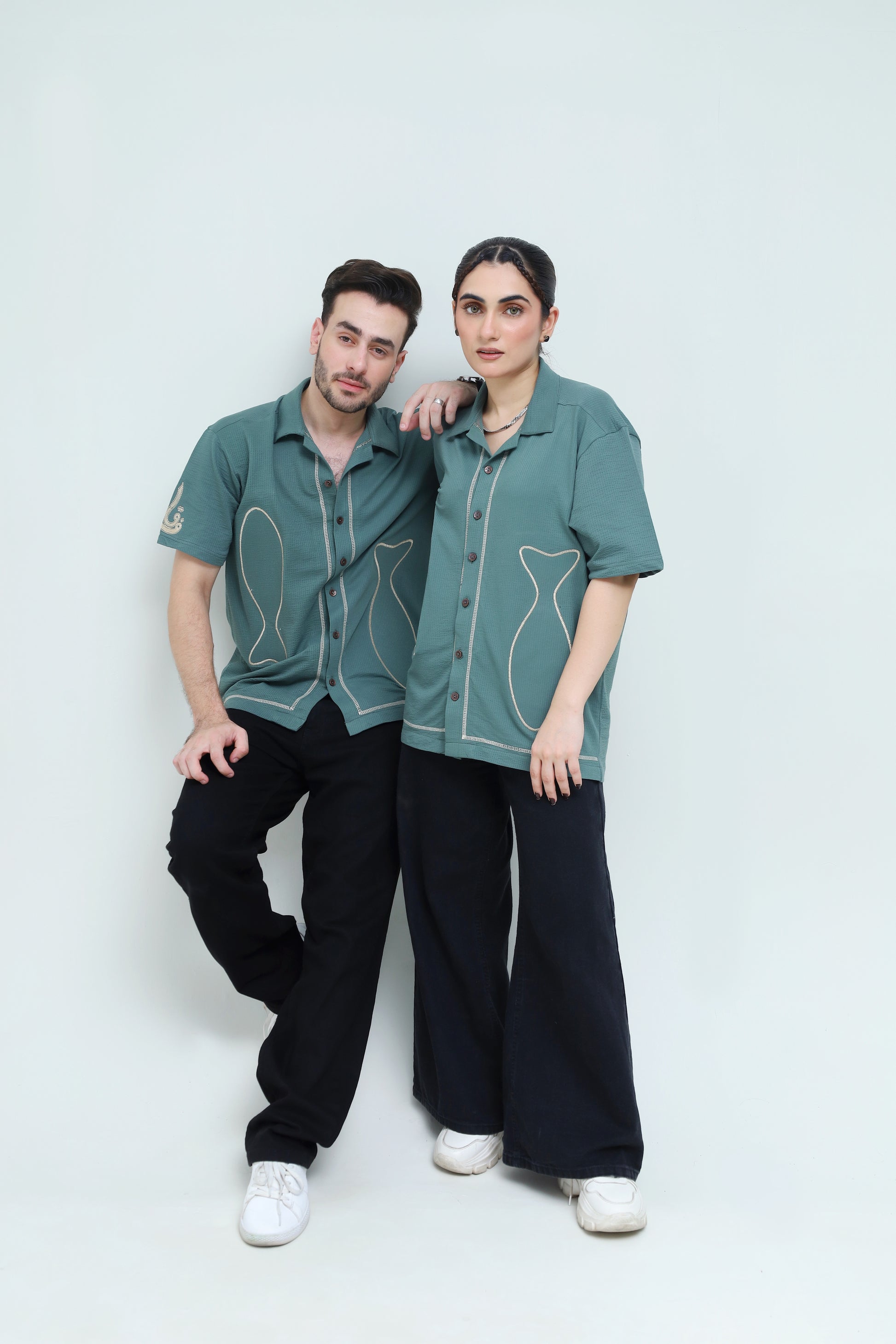 The Jacquard Fish Embroidered Shirt - Qafilastudio