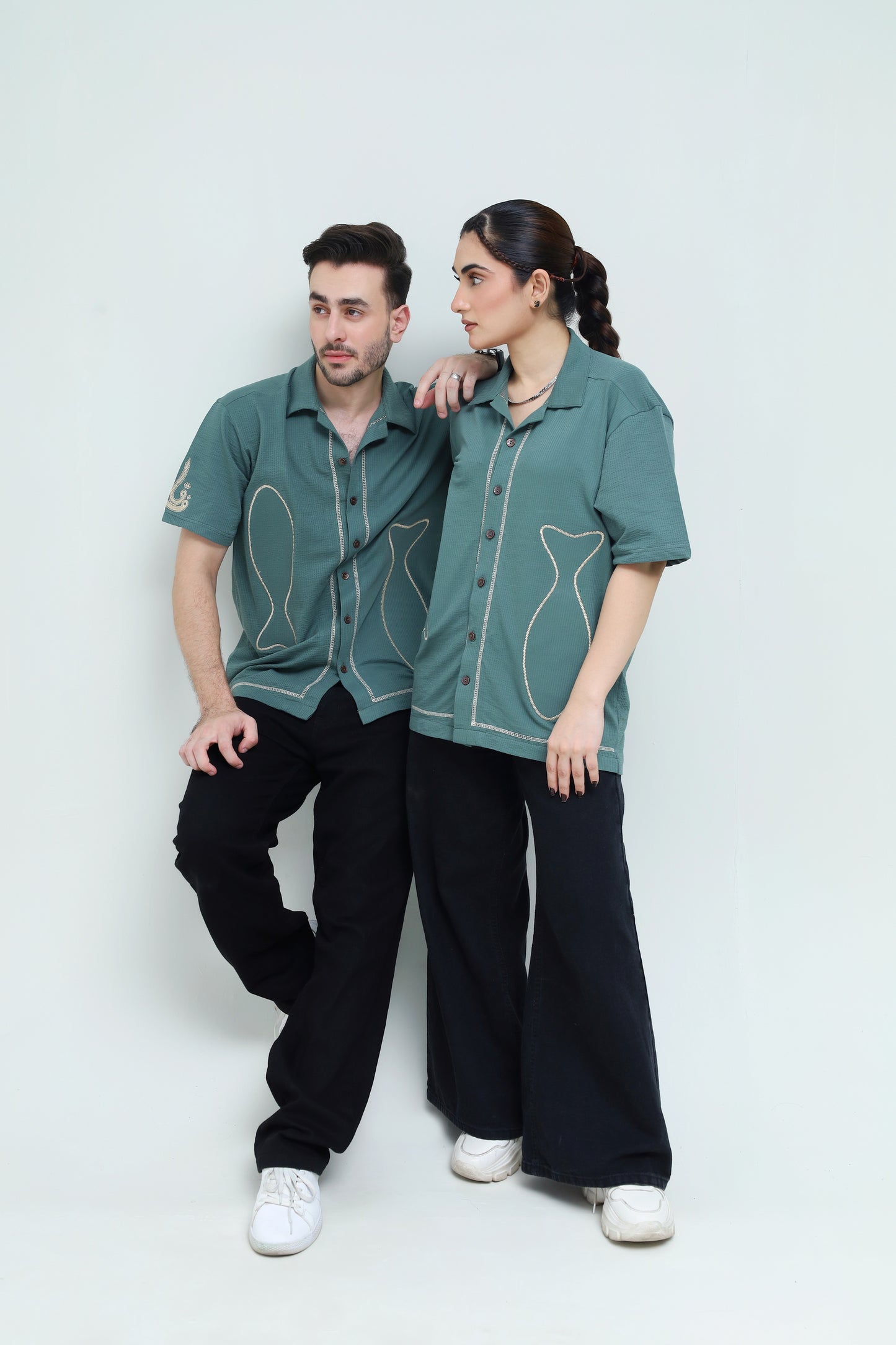 The Jacquard Fish Embroidered Shirt - Qafilastudio