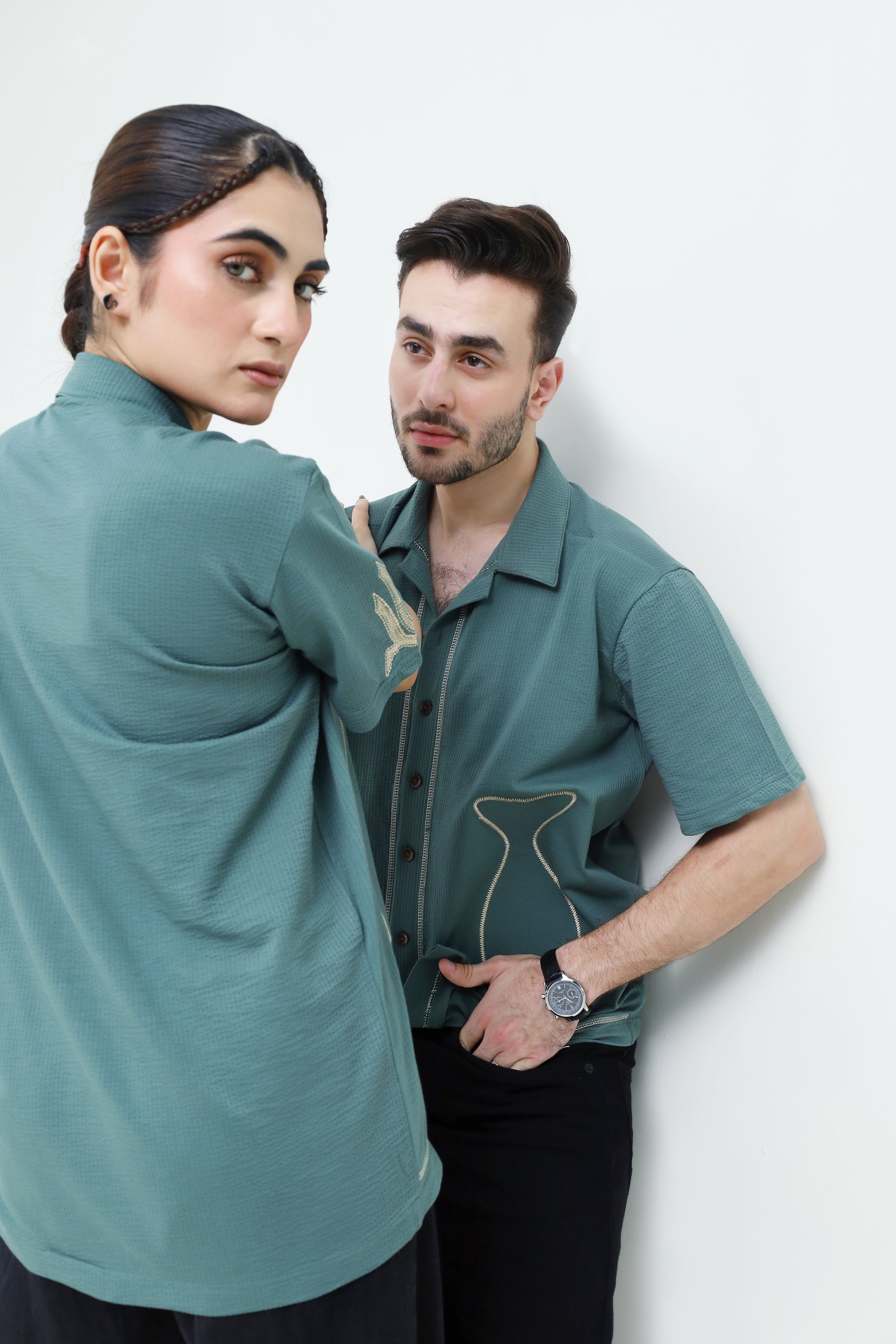 The Jacquard Fish Embroidered Shirt - Qafilastudio